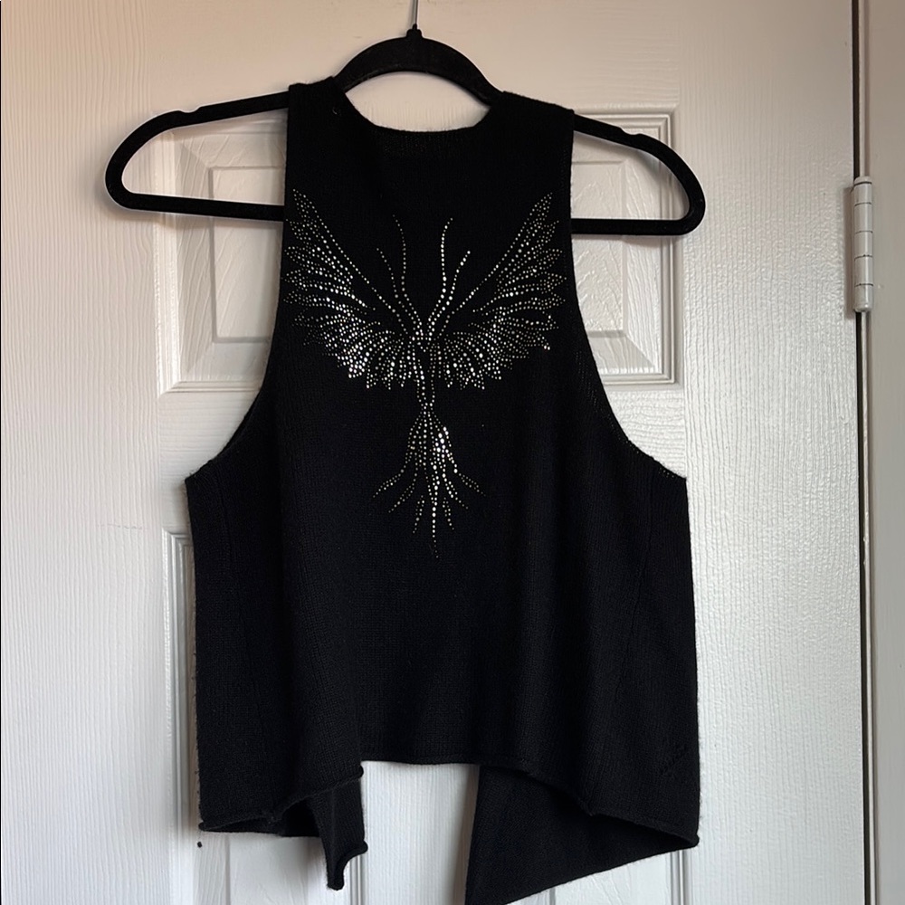 Zadig & Voltaire Black Cashmere Rhinestone Vest